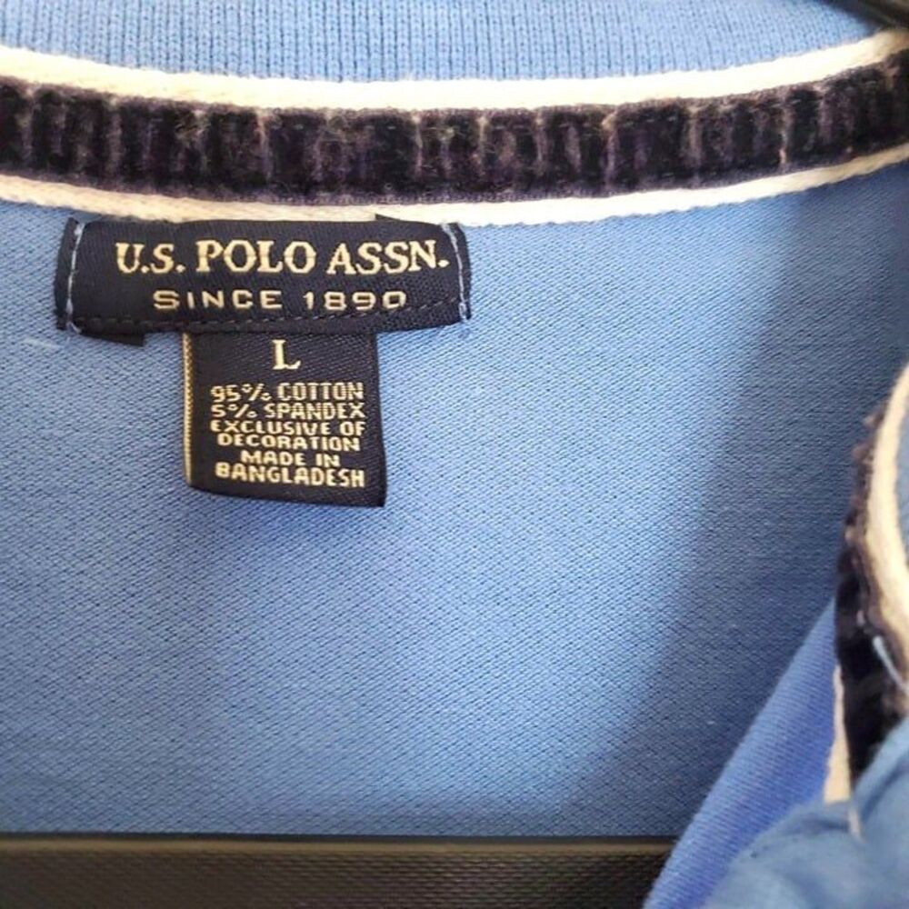 U.S. Polo Assn. Womens Shirt Blue L Polo Top L Short Sleeve Collared - Picture 3 of 8